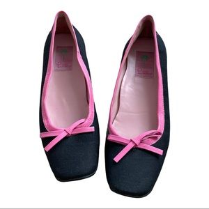 LILLY PULITZER Black & Hot Pink Ballet Flats Sz. 8